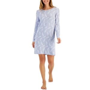 Charter Club Butter Soft Sleep Shirt Zen Blue Feathers XS New